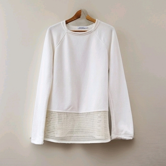 Alexander Wang White Longline Sweatshirt Size Medium Cream Ivory Minimalist - Picture 1 of 15